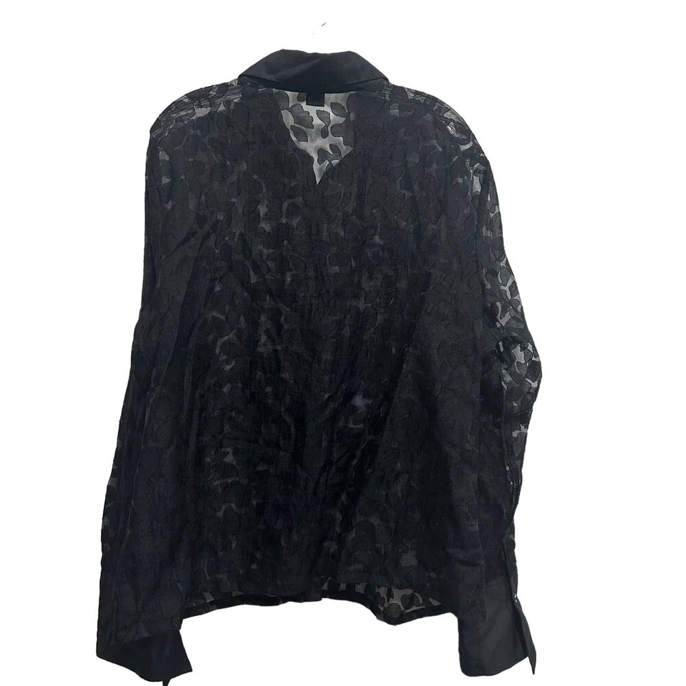 Silkland Women's Plus 2X Long Sleeve Linen Blend Sheer Black Wimisgoth Romantic